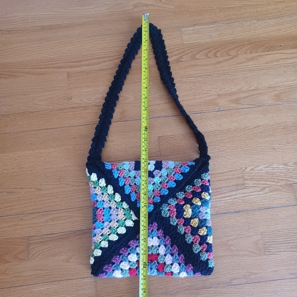 Granny Square Multicolor Crochet Shoulder Crossbody Bag Boho Hippy - Picture 12 of 12